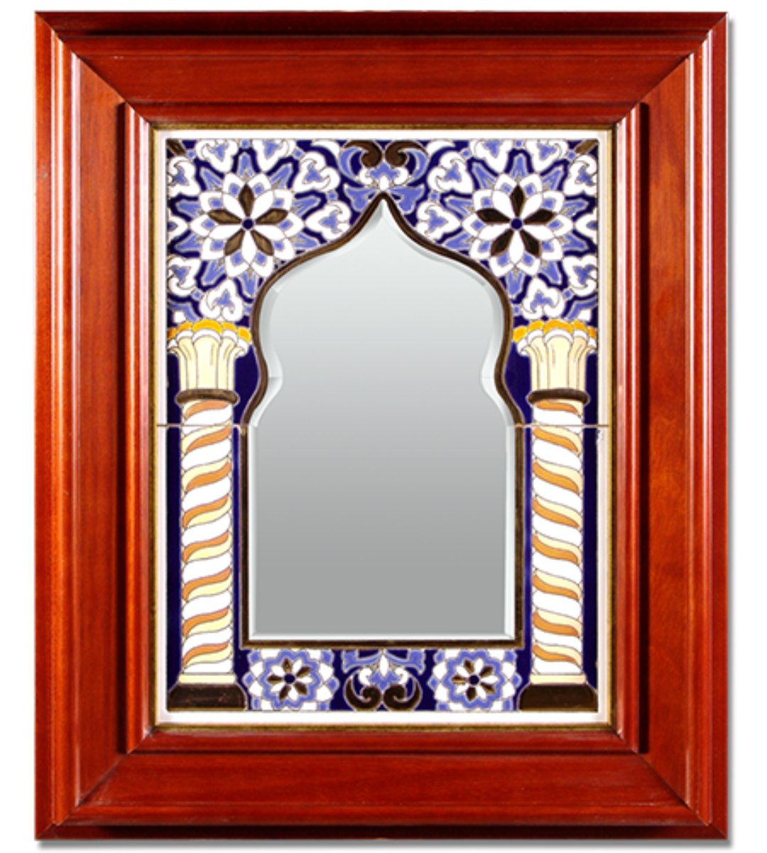 espejo en madera y cerámica