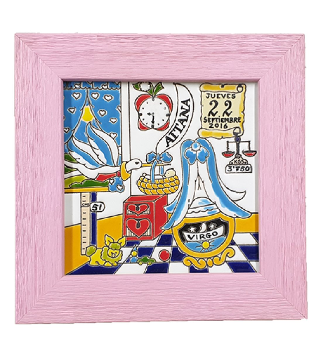 cuadro azulejo de recuerdo de nacimiento